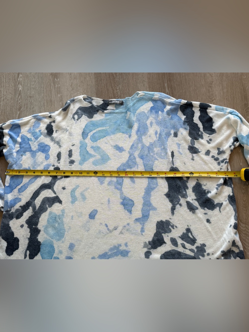 Alembika Watercolor Boxy Sweater Nautical Linen Blend Lagenlook Oversized Medium - Picture 6 of 7